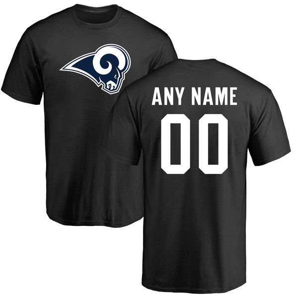 Men Los Angeles Rams NFL Pro Line Black Custom Name and Number Logo T-Shirt->nfl t-shirts->Sports Accessory